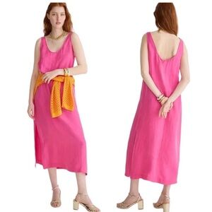 J.CREW Satin Slip Dress in Vibrant Pink Silk Cupro